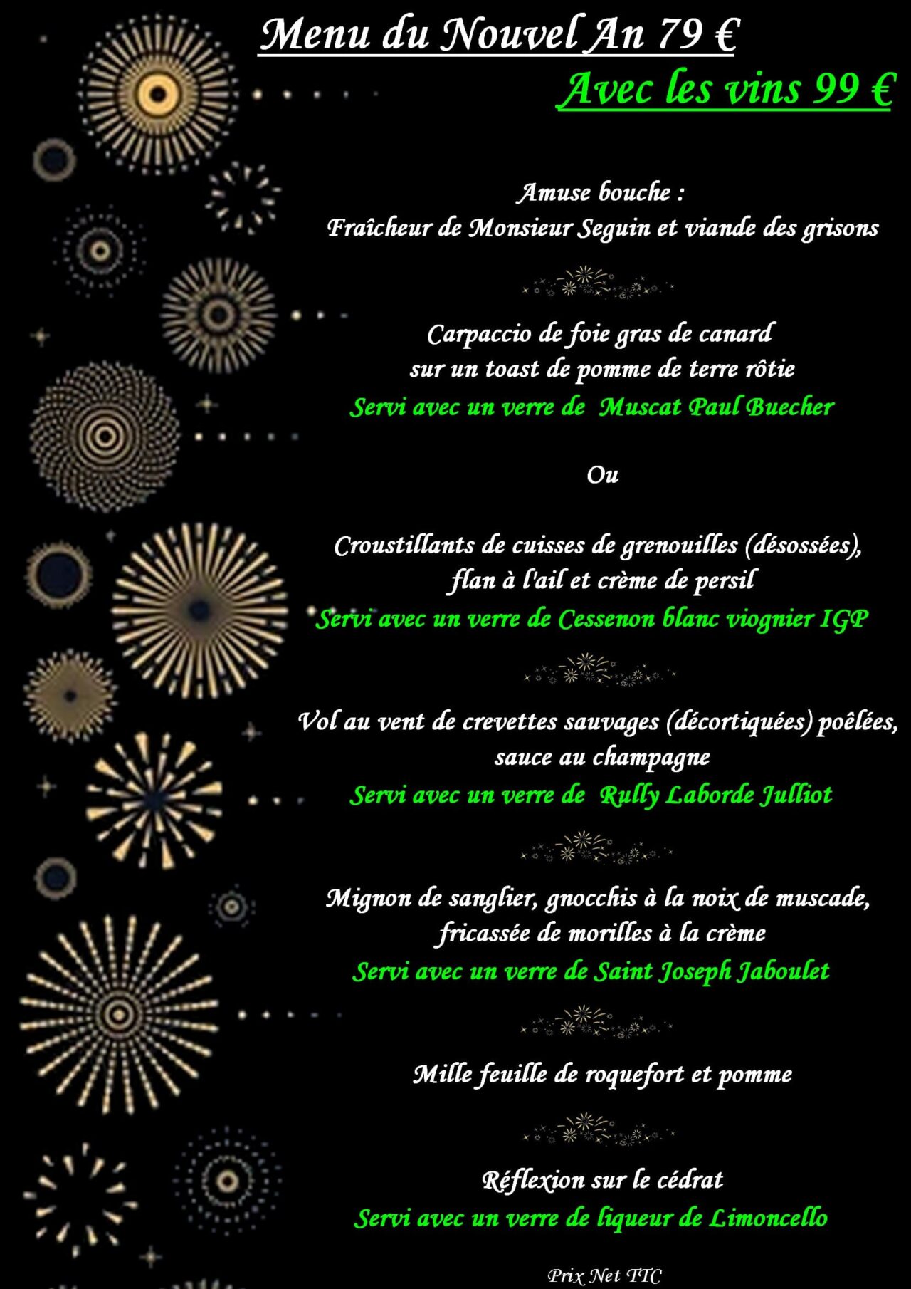 Menu du Nouvel An 2024 HOTEL RESTAURANT MOSCHENROSS