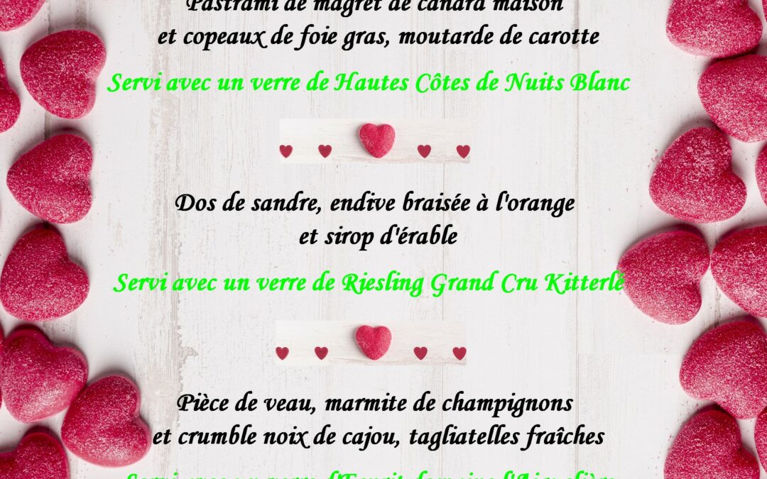 Menu de la Saint-Valentin