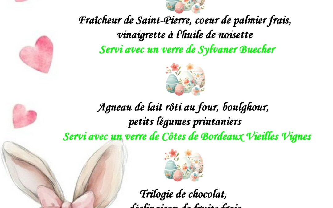 Menu de Pâques 2026