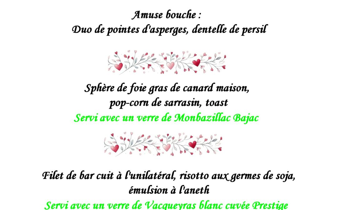 Menu fêtes des mères 2026